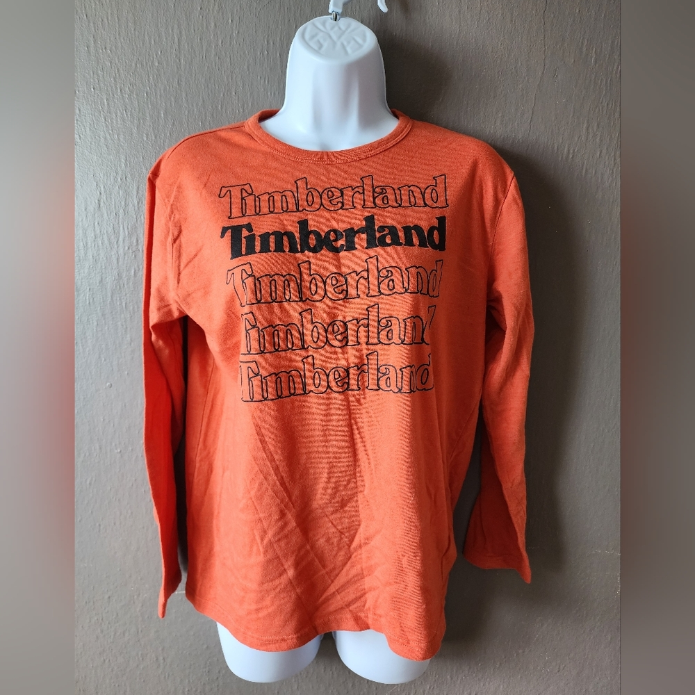 Timberland Orange Long Sleeve Logo Tee